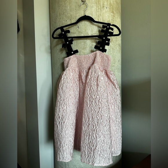 Bow Strap Babydoll Mini Dress / Pink / XS / Dream Sister Jane / Black bow straps - Picture 7 of 13